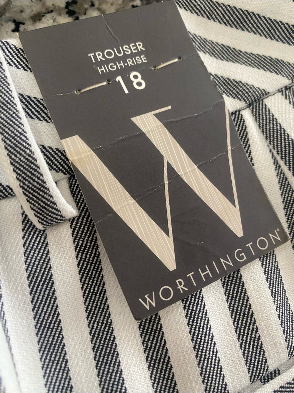Worthington Black and White Striped High-Rise Trousers